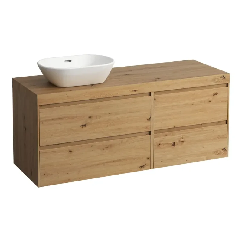 Laufen Lani - izlietnes skapītis, 58x137x49 cm, 4 atvilktnes, izgriezums kreisajā pusē, ozols H4065821122671