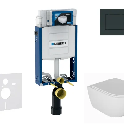 Geberit Kombifix - komplekts priekšsienas elements, WC Oudee ar SoftClose sēdekli un Sigma20 vadības plati, spīdīgi melns/matēti melns SANI15CA5115