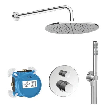 Ideal Standard CeraTherm - dušas komplekts ar zemapmetuma termostatu, ar iebūvējamo korpusu, diametrs 30 cm, hroms A7573AA