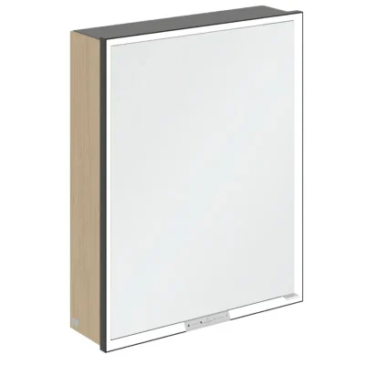 Villeroy & Boch My View+ - spoguļskapītis ar LED apgaismojumu 60x75x17 cm, 1 durvis, eņģes kreisajā pusē, Nordic Oak/Matēti melns B4816LVJ
