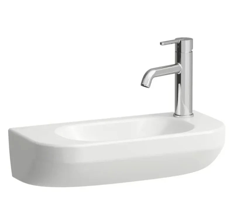 Laufen Lua - roku mazgājamā izlietne 50x23 cm, bez pārplūdes, jaucējkrāna atvere labajā pusē, LCC, balta H8150824001141