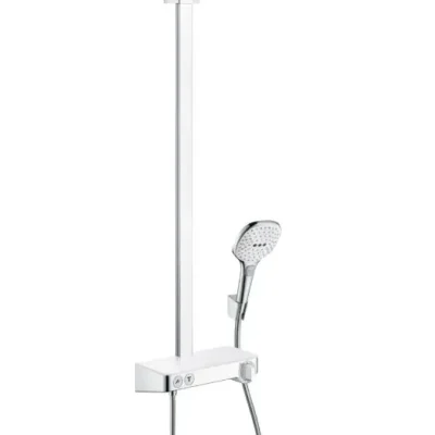 Hansgrohe Raindance Select E - dušas kolonna ar termostata maisītāju ShowerTablet, 30 cm, 2 strūklas, balta / hromēta 27126400