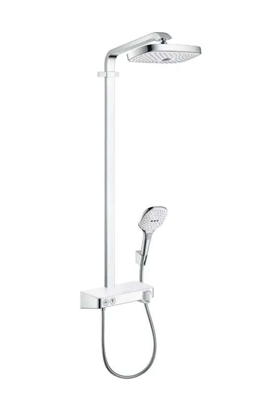 Hansgrohe Raindance Select E - dušas kolonna ar termostata maisītāju ShowerTablet, 30 cm, 2 strūklas, balta / hromēta 27126400