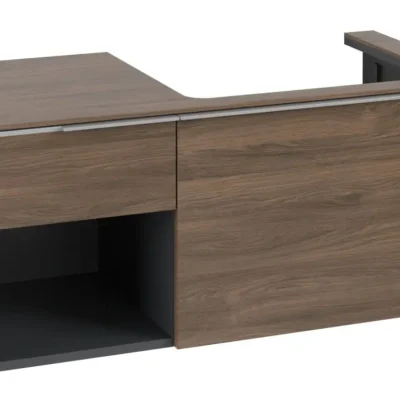 Villeroy & Boch Subway 3.0 - izlietnes skapītis ar LED apgaismojumu, 41x100x52 cm, 2 atvilktnes, izgriezums labajā pusē, Arizona Oak C571L0VH