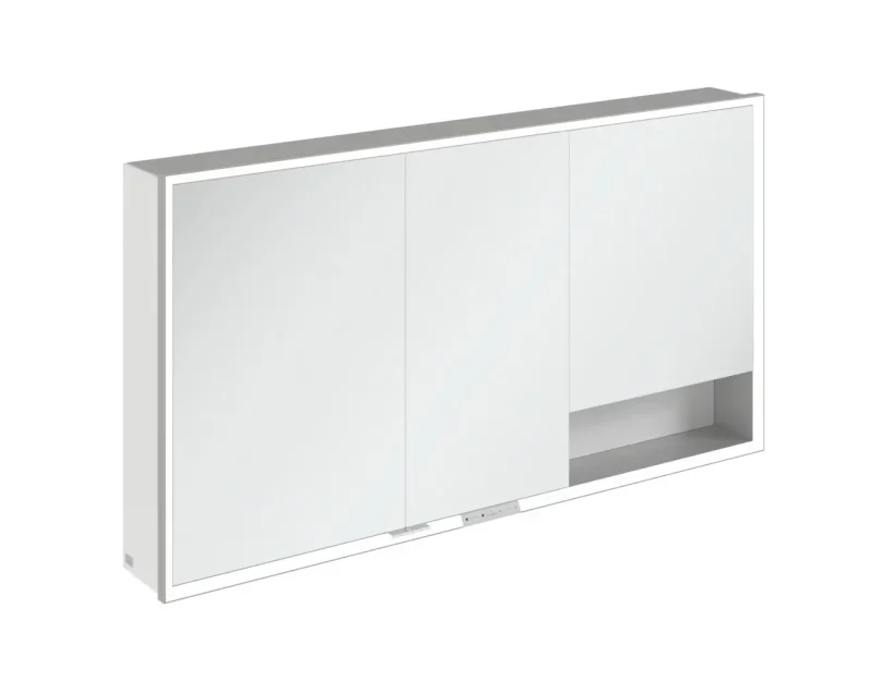 Villeroy & Boch My View+ - spoguļskapītis ar LED apgaismojumu 140x75x17 cm, 3 durvis, balts/pelēks A48114VE