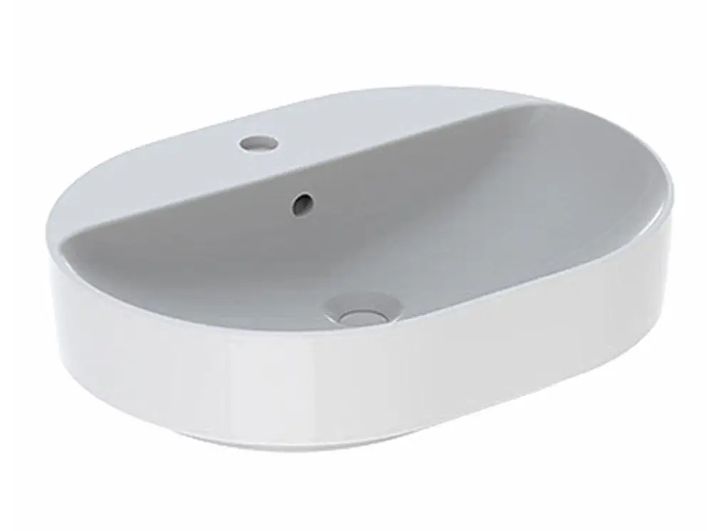 Geberit VariForm - uzliekamā izlietne 60x45 cm, ar pārplūdi, jaucējkrāna caurumu, balta 500.777.01.2
