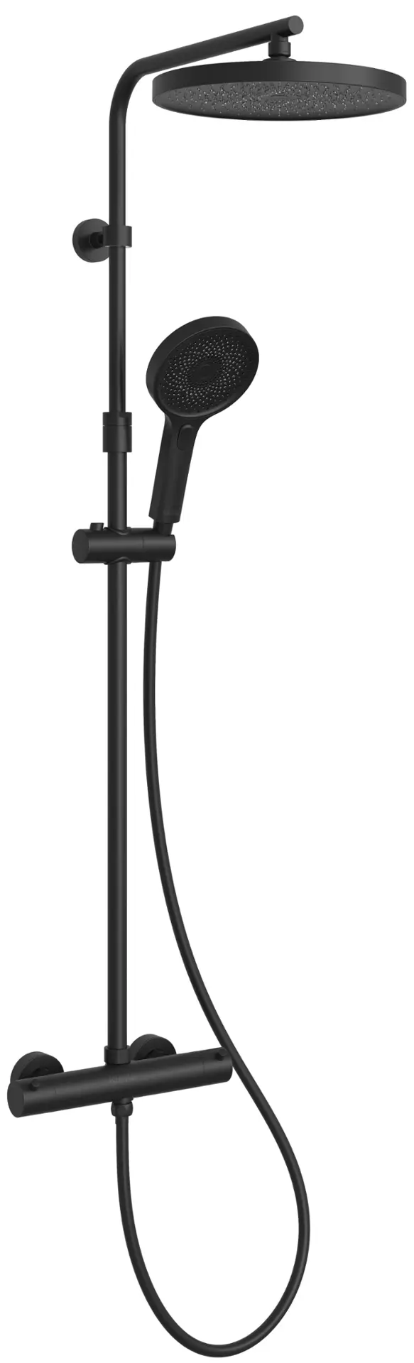 kielle Oudee - dušas komplekts ar termostatu, diametrs 26 cm, 3 strūklas, matēti melns 20602014