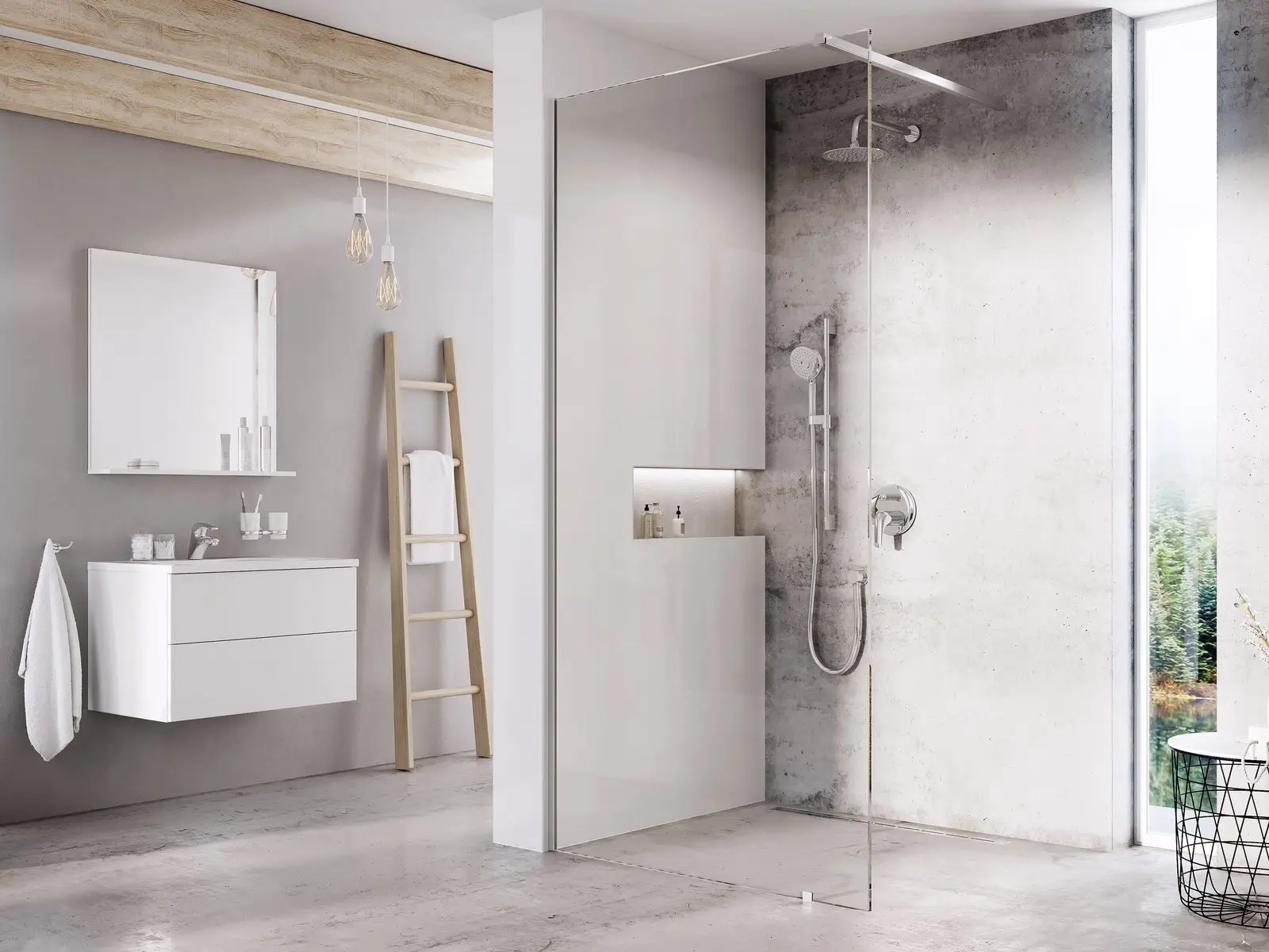 Ravak Walk-In - Walk-In Wall dušas siena 100x200 cm, hroms/caurspīdīgs stikls GW9WA0C0SZ1
