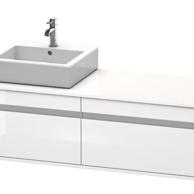 Duravit Ketho - izlietnes skapītis 43x140x55 cm, kreisais, ar 2 atvilktnēm, balts spīdīgs KT6697L2222