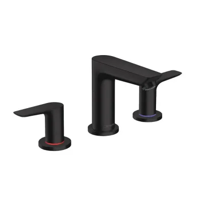 Hansgrohe Talis E - izlietnes maisītājs ar noteces komplektu, 3 caurumu montāža, matēti melns 71733670