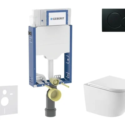 Geberit Kombifix - komplekts priekšsienas elements, WC Oudee ar Softclose sēdekli un Sigma01 vadības plati, melns SANI15CA5155