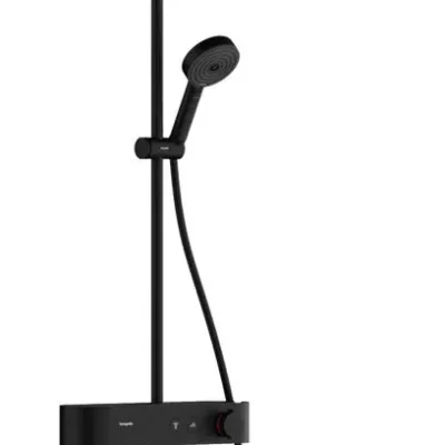 Hansgrohe Pulsify S - dušas komplekts ar termostatu, diametrs 26 cm, 3 strūklu veidi, EcoSmart, matēti melns 24221670