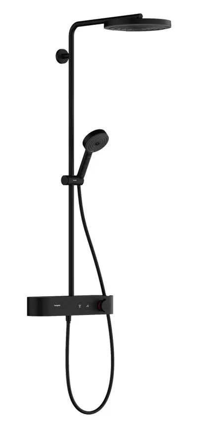 Hansgrohe Pulsify S - dušas komplekts ar termostatu, diametrs 26 cm, 3 strūklu veidi, EcoSmart, matēti melns 24221670