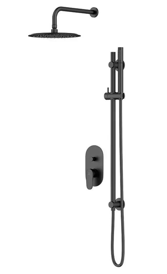 Cersanit Inverto - dušas komplekts ar zemapmetuma maisītāju, ar montāžas korpusu, diametrs 25 cm, melns S952-006