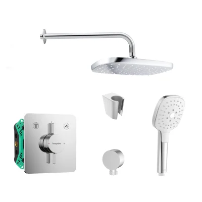 Hansgrohe/Kielle - dušas komplekts ar maisītāju un zemapmetuma montāžas korpusu, hroms SANI21HKK006