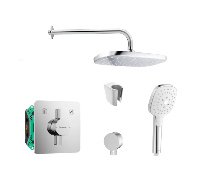 Hansgrohe/Kielle - dušas komplekts ar maisītāju un zemapmetuma montāžas korpusu, hroms SANI21HKK006