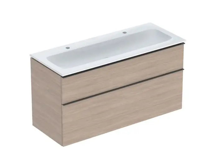 Geberit iCon - dubultā izlietne ar apakšskapi, 118x48x63 cm, 2 atvilktnes, KeraTect, Ozols 502.334.JH.1
