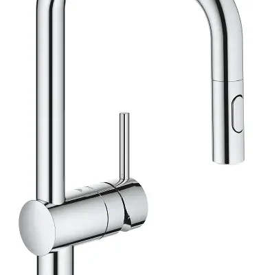 Grohe Minta - virtuves izlietnes maisītājs ar izvelkamu trauku dušu, hromēts 32322002
