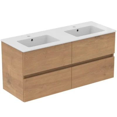 Ideal Standard Eurovit+ - dubultā izlietne ar apakšskapi, 55x120x44 cm, 4 atvilktnes, dabīgs ozols R0577Y8