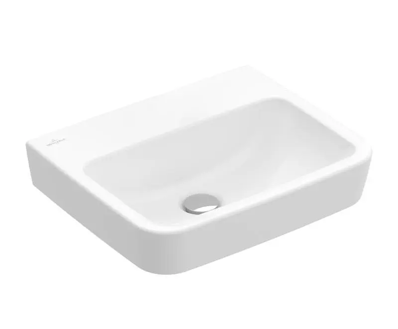 Villeroy & Boch O.novo - rokas izlietne 50x37 cm, bez pārplūdes, bez jaucējkrāna cauruma, AntiBac, CeramicPlus, Alpu balts 434453T2