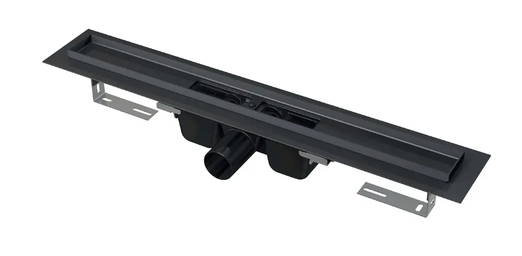 Alcadrain dušas notekas - dušas tekne 65 cm, ar apmali perforētai restei, matēti melna APZ1BLACK-650