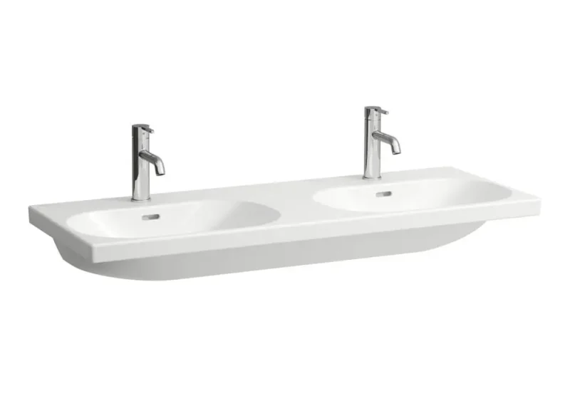 Laufen Lua - dubultā mēbeļu izlietne 46x120 cm, ar pārplūdi, 2 jaucējkrāna caurumi, balta H8140810001041