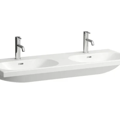 Laufen Lua - dubultais mēbeļu izlietnes virsma 46x120 cm, ar pārplūdi, 2 jaucējkrāna caurumiem, LCC, balta H8140814001041