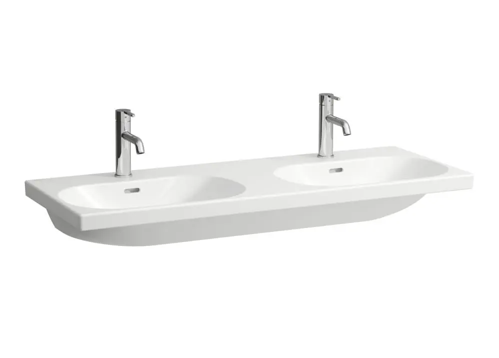 Laufen Lua - dubultais mēbeļu izlietnes virsma 46x120 cm, ar pārplūdi, 2 jaucējkrāna caurumiem, LCC, balta H8140814001041