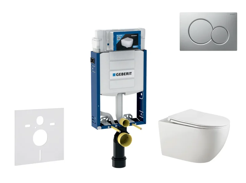 Geberit Kombifix - komplekts priekšsienas elements, Gaia WC ar Softclose sēdekli un Sigma01 vadības plāksni, hroms matēts lakots SANI15CA1125