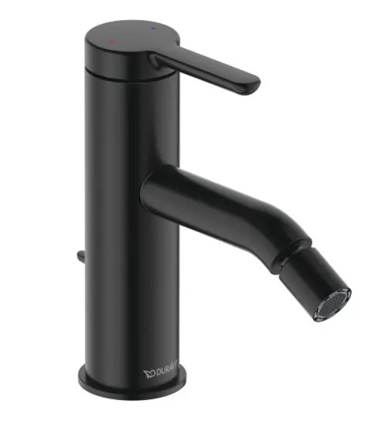 Duravit C.1 - brīvi stāvošs bidē maisītājs ar izteku, matēti melns C12400001046