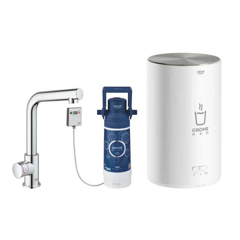 Grohe Red - virtuves izlietnes ventīlis Mono ar boileri un ūdens filtru, boilera izmērs M, hromēts 30339001