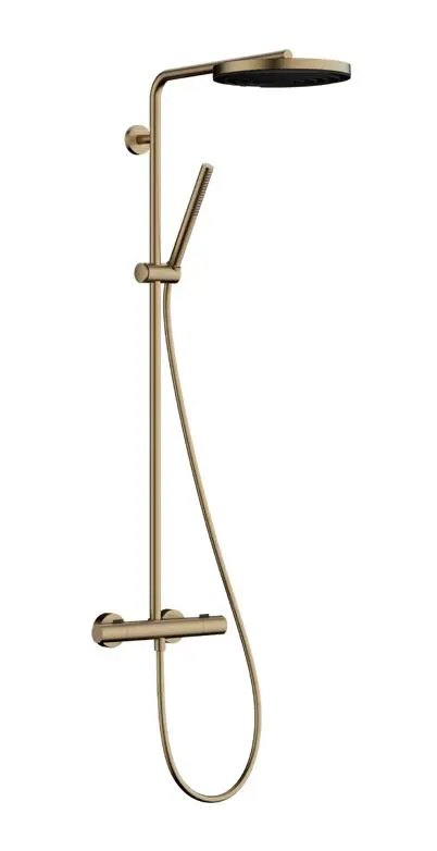 Hansgrohe Pulsify S Puro - dušas komplekts ar termostatu, diametrs 26 cm, 1 strūkla, EcoSmart, birstēta bronza 24223140