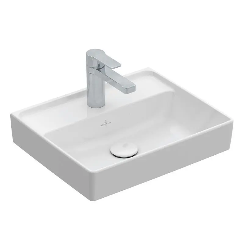 Villeroy & Boch Collaro - roku izlietne Compact, 45x37 cm, bez pārplūdes, ar caurumu maisītājam, Alpu balts 43344601