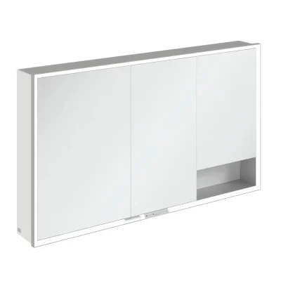 Villeroy & Boch My View+ - spoguļskapis ar LED apgaismojumu 130x75x17 cm, 3 durvis, balts/pelēks A48113VE