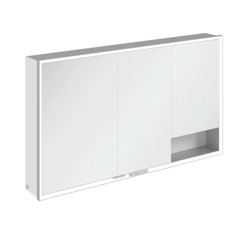 Villeroy & Boch My View+ - spoguļskapis ar LED apgaismojumu 130x75x17 cm, 3 durvis, balts/pelēks A48113VE