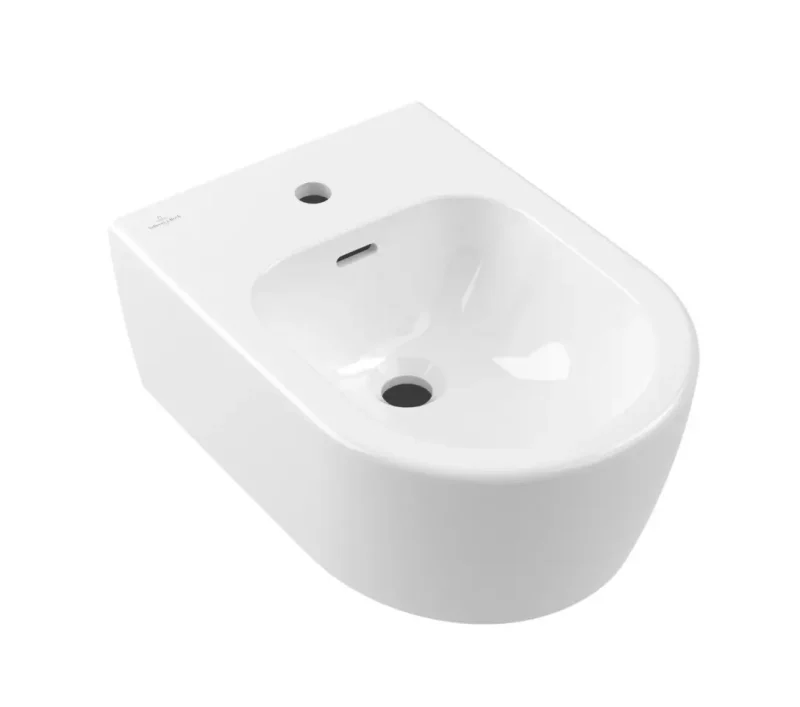 Villeroy & Boch Skyla - piekaramais bidē 530x370 mm, ar pārplūdi, atveri maisītājam, CeramicPlus, Alpu balts 448200R1