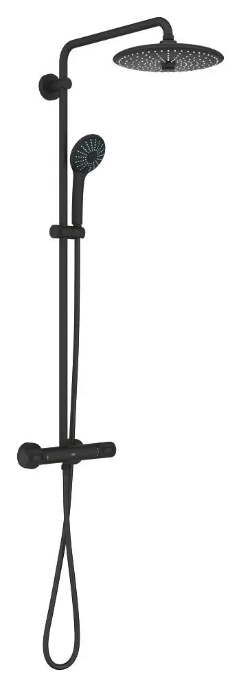 Grohe Vitalio Joy - dušas komplekts ar termostatu, diametrs 26 cm, 3 strūklas veidi, Phantom Black 26403KF2