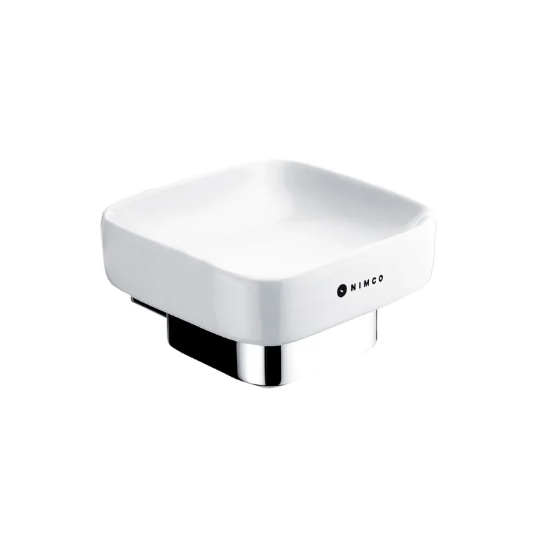 Nimco Kibo - ziepju trauks ar turētāju, balta keramika / hroms Ki 14059K-26