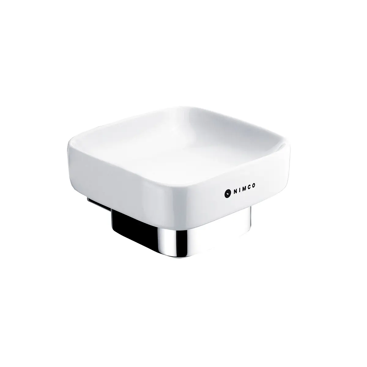 Nimco Kibo - ziepju trauks ar turētāju, balta keramika / hroms Ki 14059K-26