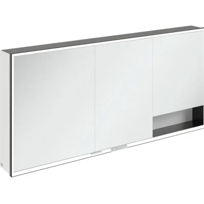 Villeroy & Boch My View+ - spoguļskapītis ar LED apgaismojumu 160x75x17 cm, 3 durvis, Brilliant White/matēti melns B48116VE