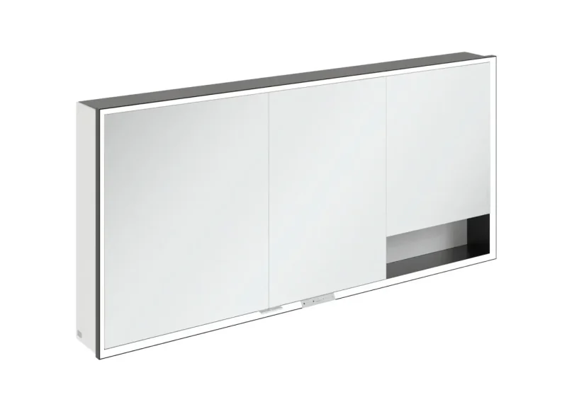 Villeroy & Boch My View+ - spoguļskapītis ar LED apgaismojumu 160x75x17 cm, 3 durvis, Brilliant White/matēti melns B48116VE