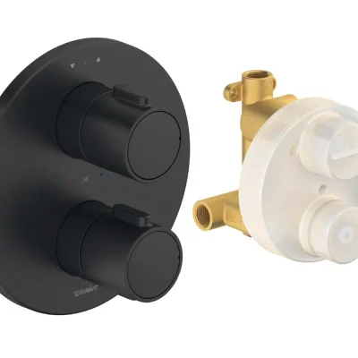 Duravit - zemapmetuma termostata maisītājs, 2 patērētājiem, ar iebūvēšanas korpusu, matēti melns TH4200008046