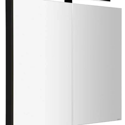 Sapho Greta - spoguļskapis ar LED apgaismojumu 81x70x14 cm, 2 durvis, matēti melns GR085-0035