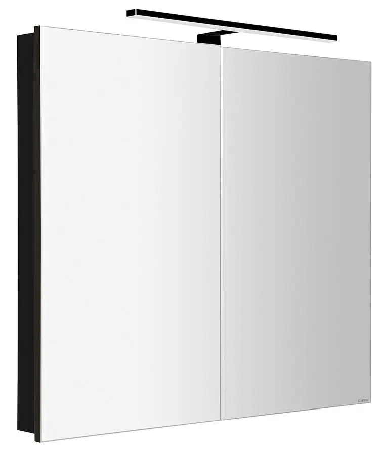 Sapho Greta - spoguļskapis ar LED apgaismojumu 81x70x14 cm, 2 durvis, matēti melns GR085-0035