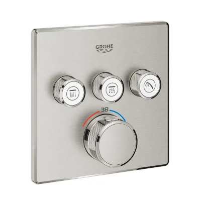 Grohe Grohtherm SmartControl - termostata maisītājs zemapmetuma montāžai, 3 ventiļi, Supersteel 29126DC0