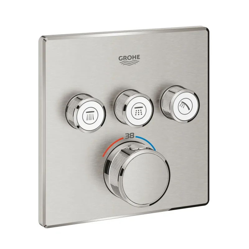 Grohe Grohtherm SmartControl - termostata maisītājs zemapmetuma montāžai, 3 ventiļi, Supersteel 29126DC0