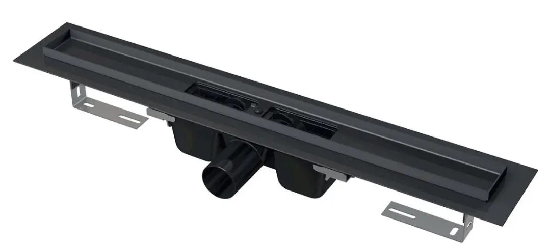 Alcadrain dušas notekas - dušas paliktnis 105 cm, ar malu perforētam režģim, melns matēts APZ1BLACK-1050