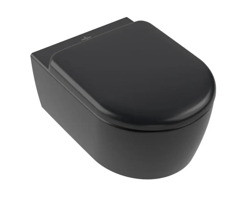 Villeroy & Boch Skyla - piekaramais WC ar sēdekli SoftClosing, TwistFlush, DirectFlush, CeramicPlus, Pure Black 5656CLR7