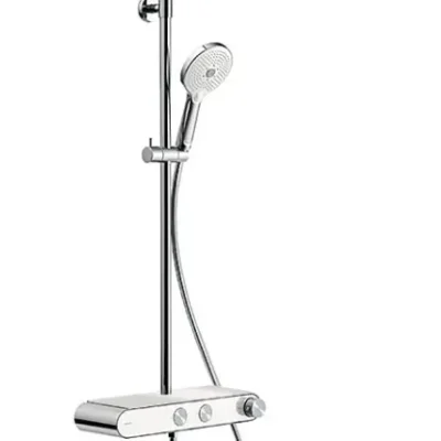 Duravit dušas - dušas komplekts ar termostatu, diametrs 23 cm, 3 strūklas veidi, hroms/balts TH4380008005