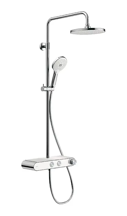 Duravit dušas - dušas komplekts ar termostatu, diametrs 23 cm, 3 strūklas veidi, hroms/balts TH4382008005